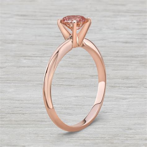 .54ct (half carat) Pink Diamond Solitaire Engagement Ring in 14K Rose Gold