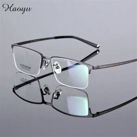 haoyu Fashion Men pure Titanium Eyeglasses Frames Men Brand Titanium Eyeglasses Gold Frame With ...