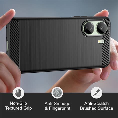 Flexi Slim Carbon Fibre Case for Xiaomi Redmi 13C (Black)