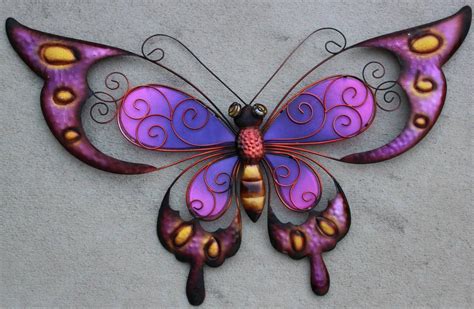 New Large Purple Metal Stained Glass Butterfly Wall Hanging Art Decor Sculpture | eBay