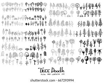 Tree Doodle Sketch Line Vector Set Stock Vector (Royalty Free ...