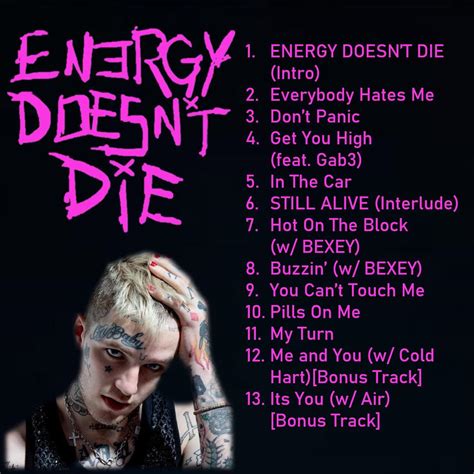 Lil Peep - ENERGY DOESN’T DIE - Album Concept Tracklist - Album Cover ...