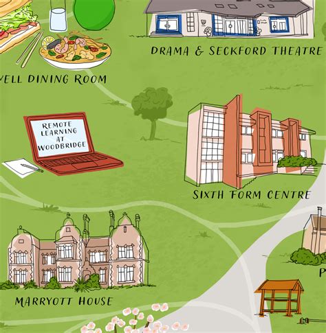 Woodbridge School Site Map - Claire Rollet illustrator