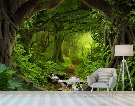Fantasy Enchanted Forest Mural Large Forestswall Mural - Etsy
