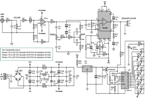 100W Power Amplifier Based IC TDA7294 – Electronic Schematic Diagram