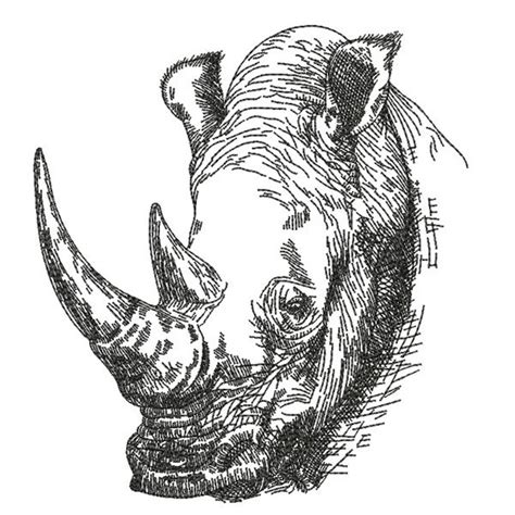 Pencil Sketch Rhino - 3 Sizes! - Products - SWAK Embroidery