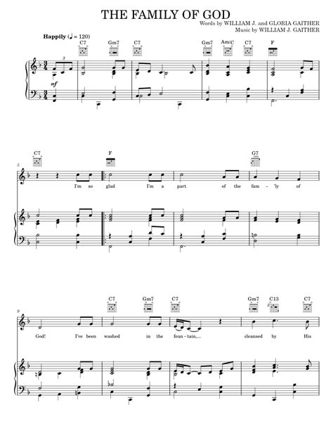 the family of god Sheet music for Piano, Vocals by Bill & Gloria ...