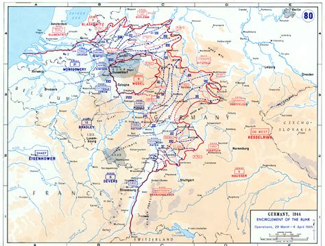 Map of The Encirclement of the Ruhr River (March-April 1945)