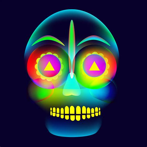 Vibrant, glowing, neon style, colorful halloween skull 1212688 Vector ...