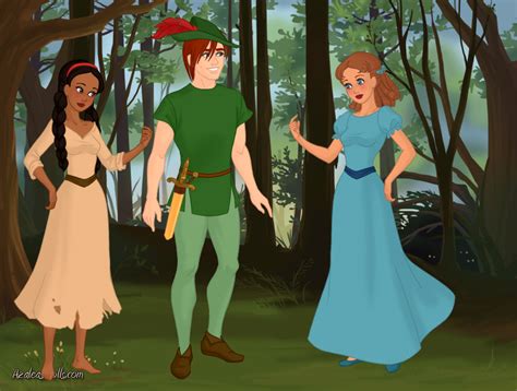 Peter Pan,Tiger Lily, and Wendy by esmeraldabelle13 on DeviantArt