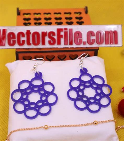 Laser Cut Acrylic Round Shape Earring Template Beautiful Acrylic Jewelry Design CDR and DXF File ...