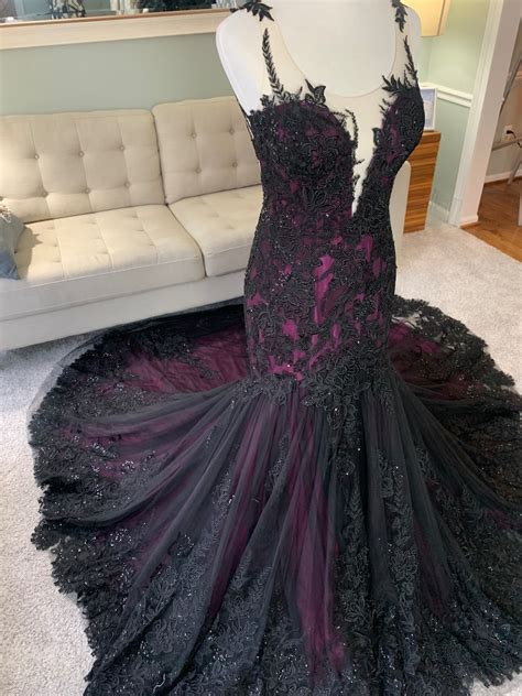 Black and Purple Wedding Dress Gothic Wedding Dress Trumpet - Etsy