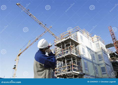 Construction Site with Workers Stock Image - Image of construction ...