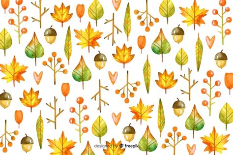 Free Vector | Autumn leaves background watercolor style