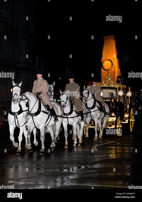 The Diamond Jubilee State Coach during the rehearsal for the procession State Opening of ...