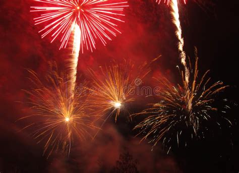 Yellow and red fireworks stock image. Image of celebrating - 106899965