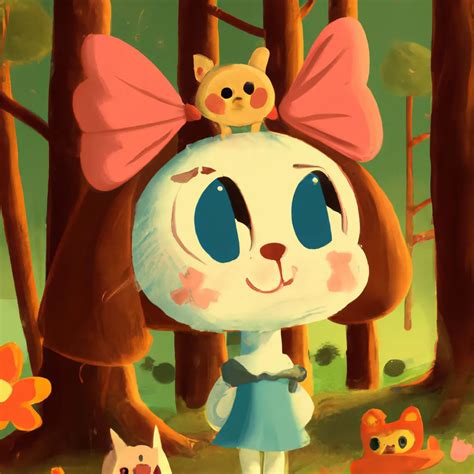 portrait of cute dog-cat girl in forest, disney pixa... | OpenArt