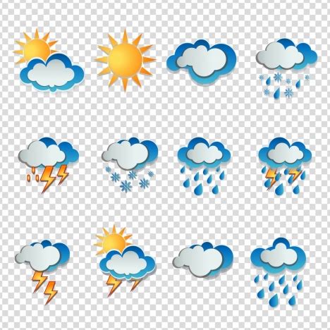 Weather icons cloud sun snow thunder rain symbols vectors stock in ...