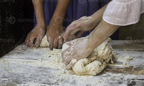 Bakers kneading bread dough in the traditional way 2946954 Stock Photo ...