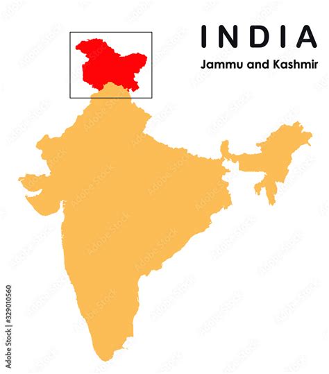 Jammu and Kashmir in India map. Jammu and Kashmir map vector illustration. Stock Vector | Adobe ...