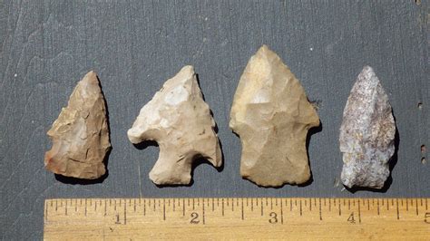 4 Native American Indian Arrowheads - KET Artifacts