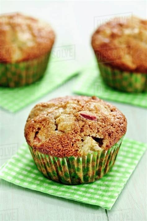 Rhubarb muffins with walnuts - Stock Photo - Dissolve