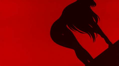 the silhouette of a woman is shown against a red background