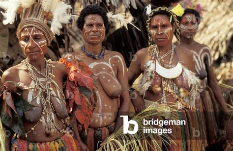 Papua New Guinea, Sepik. Women In Ceremonial Dress Wearing Necklaces Made Of Kina Shells ...