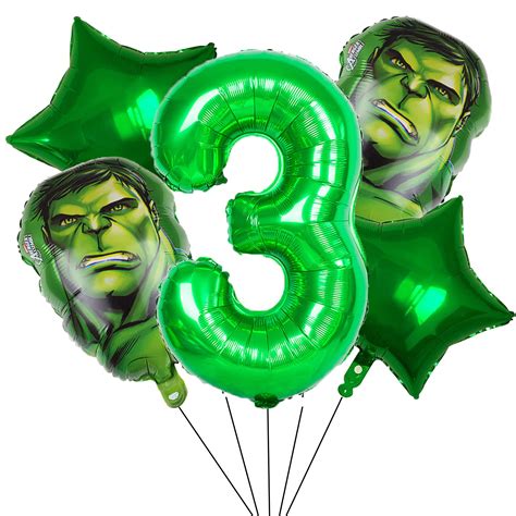 Buy Superhero The Incredible Hulk 3rd Birthday Decorations Green Number 3 Balloons 32 Inch | The ...