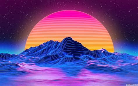 Sunset Synthwave Retrowave 4K wallpaper download