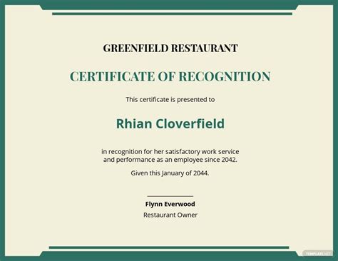 restaurant work experience certificate Template | Template.net Certificate Format, Free ...