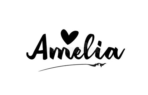 Amelia Name Text Word with Love Heart Hand Written for Logo Typography Design Template Stock ...