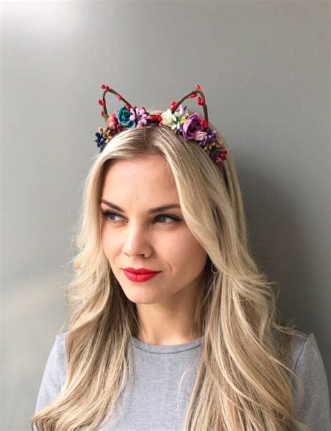 Flower Cat Ears Headband Kitty Ears toddler cat ear headband