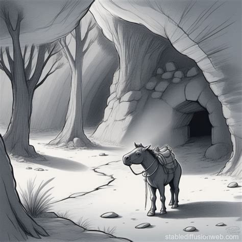 Entering a Small Cave, 2D Drawing | Stable Diffusion en línea