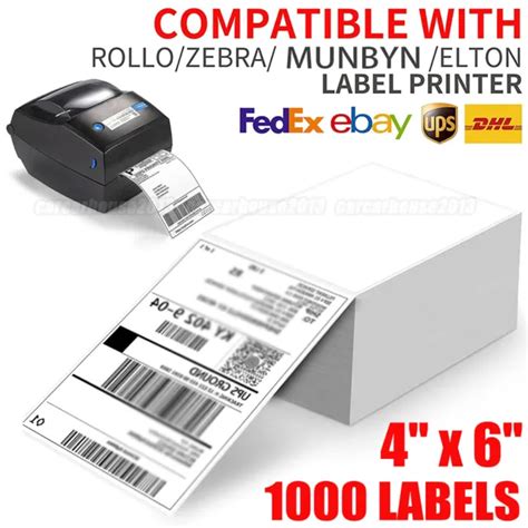 1000 FANFOLD 4X6 Direct Thermal Shipping Barcode Labels for Zebra Rollo Printer $25.99 - PicClick