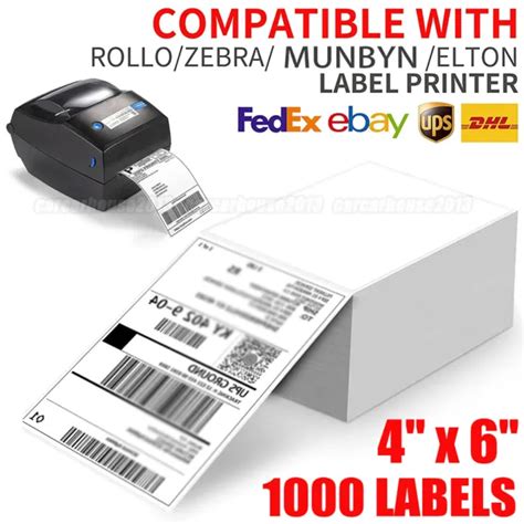 1000 FANFOLD 4X6 Direct Thermal Shipping Barcode Labels for Zebra Rollo Printer $25.99 - PicClick