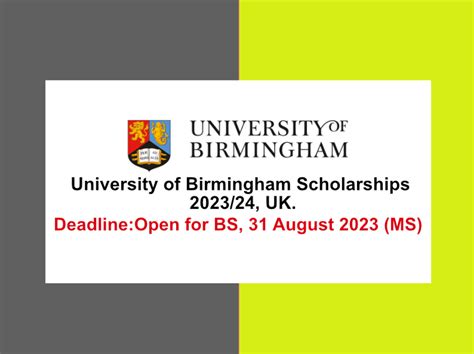 University Of Birmingham Scholarships 2023/24, UK - New paid ...