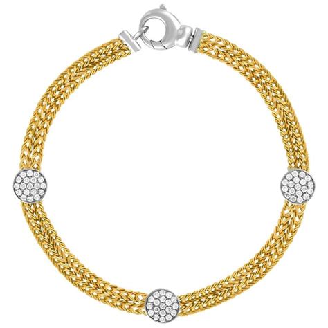 0.51 Carats Diamond Double Chain Gold Bracelet For Sale at 1stdibs