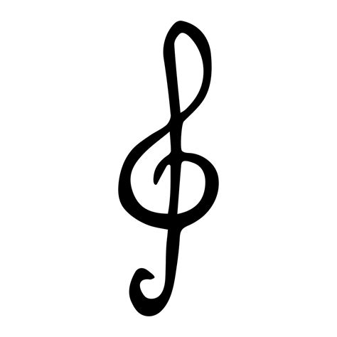 Treble clef doodle. Hand drawn musical symbol. Single element for print ...