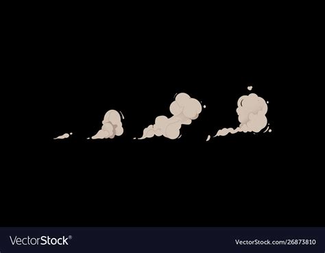 Cartoon smoke cloud set isolated on black Vector Image