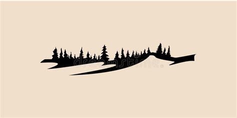 Mountain And Pine Tree Silhouette - canvas-er