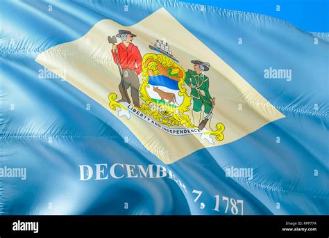 Delaware flag state. 3D Waving flag design. US state flags of Delaware ...