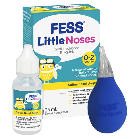 Fess Little Noses Saline Nasal Drops + Aspirator 25mL – Discount Chemist