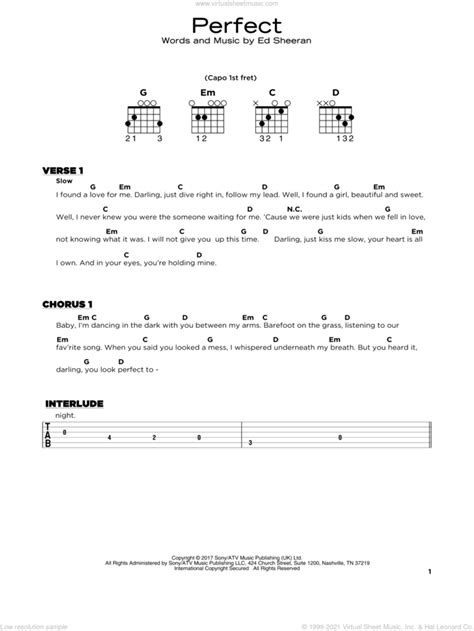 Sheeran - Perfect sheet music (beginner) for guitar solo [PDF]