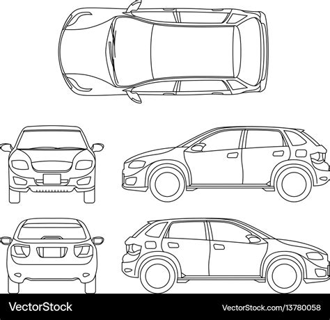 Offroad suv auto outline vehicle Royalty Free Vector Image