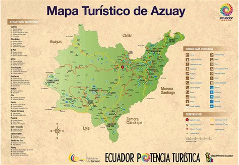 Tourist Attractions Map of (Cuenca) Azuay, Ecuador - PlanetAndes