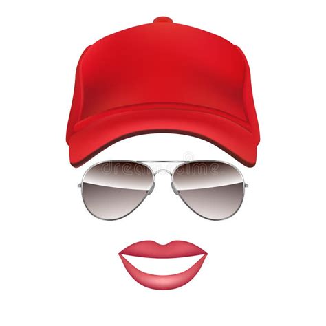 Baseball Cap Glasses And Lips Isolated On White Background Vector Stock Vector - Illustration of ...