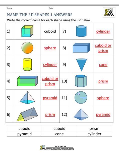 3d Shapes Worksheets 2nd Grade