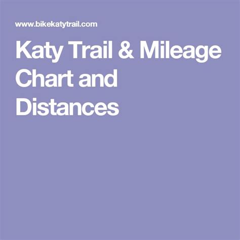 Katy Trail & Mileage Chart and Distances | Mileage chart, Katy trail, Mileage