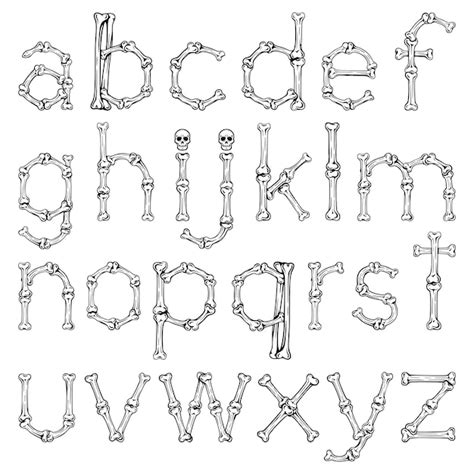 Premium Vector | Bone font alphabet letters